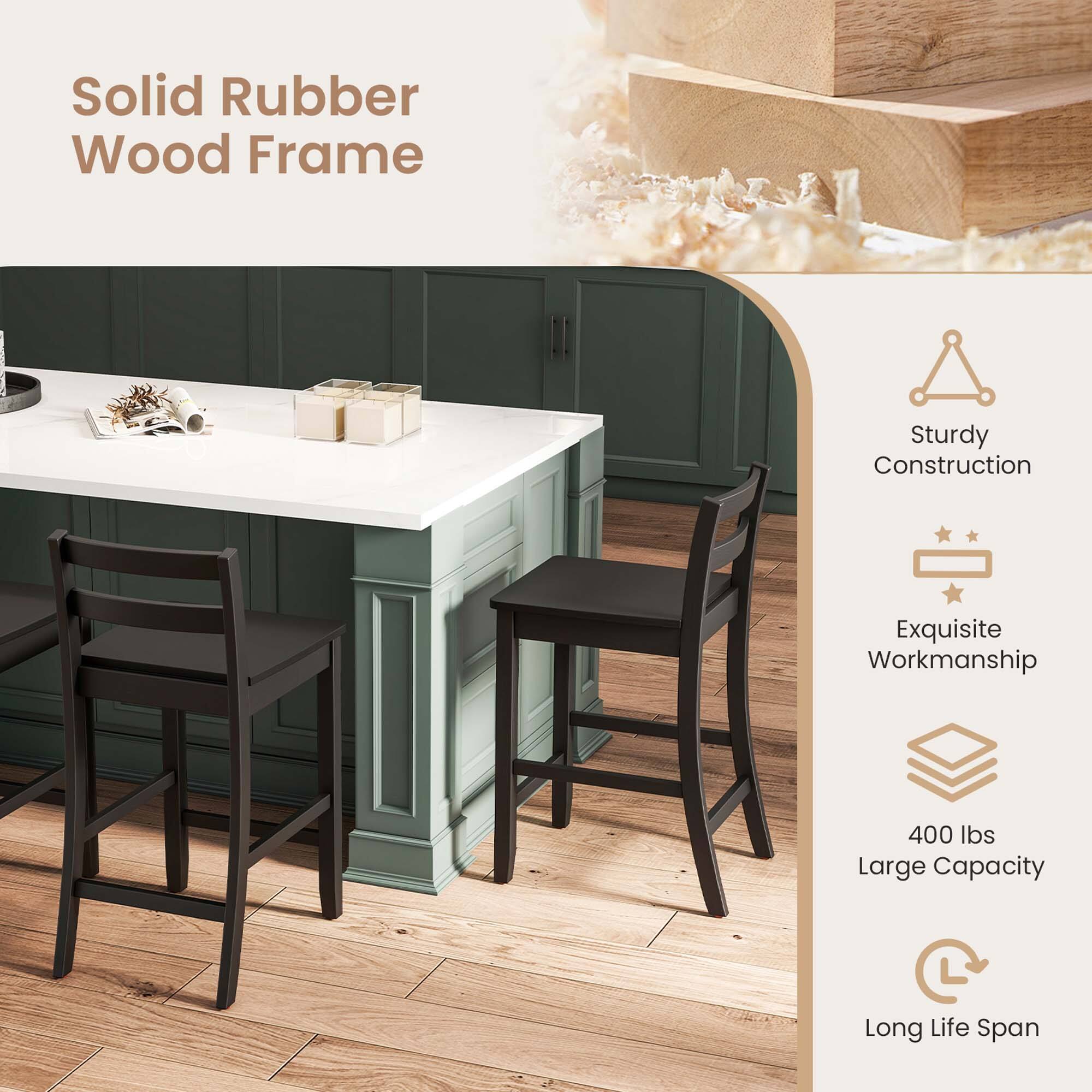 Solid Rubber Wood Frame, Sturdy Construction, Exquisite Workmanship, 400 lbs Large Capacity, Long Life Span