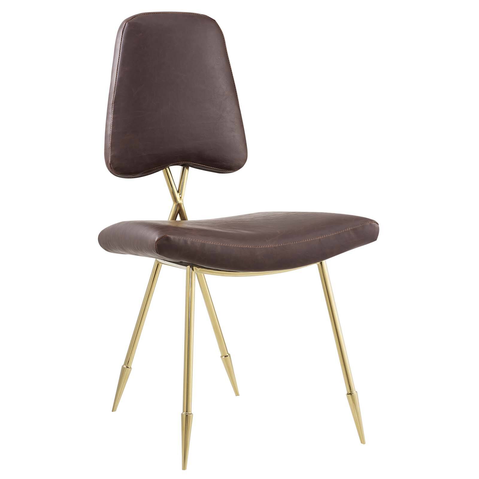 Angle. Modway - Ponder Antique Faux Leather Dining Side Chair by Modway - Brown.