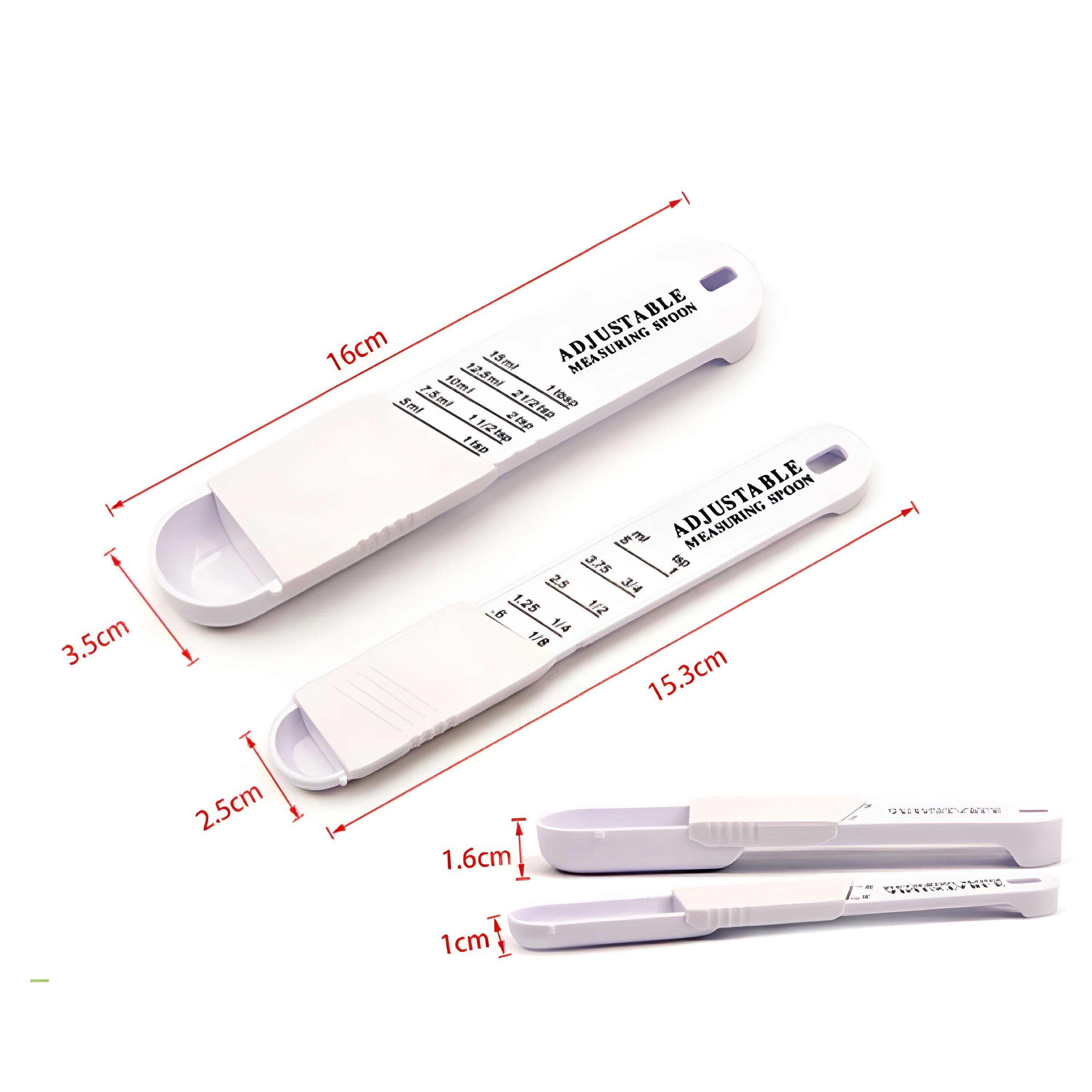 Kitcheniva - Adjustable Measuring Spoon Teaspoon & Tablespoon Kitchen Baking Tool - White - Thumbnail 2