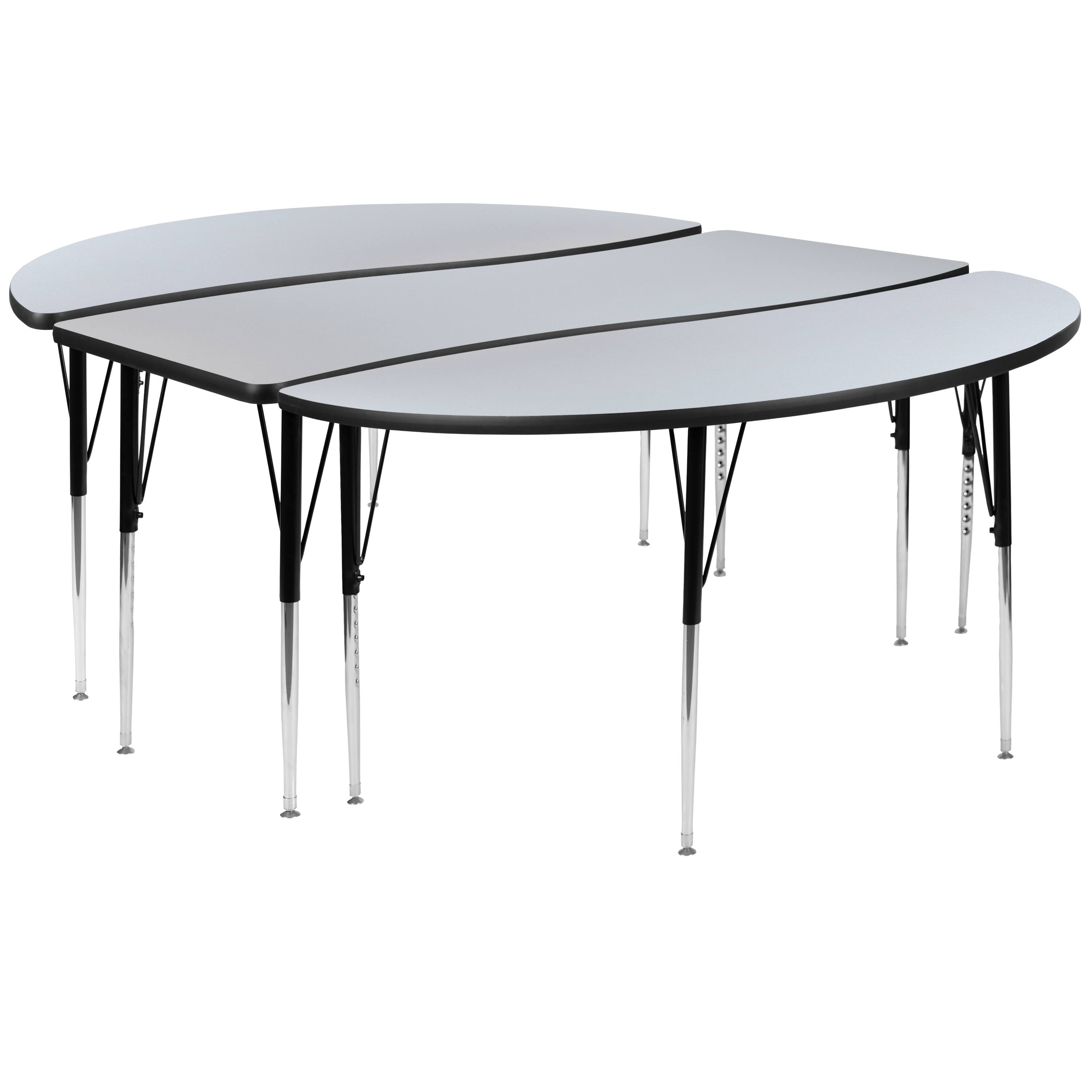 Alt View 1. Emma + Oliver - 3 Piece 86" Oval Wave Collaborative Grey Adjustable Activity Table Set - Grey.