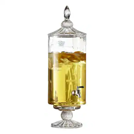 Front. Jay Import - Westchester Optic Glass Beverage Dispenser – 2 Gallon (256 oz) - Clear.