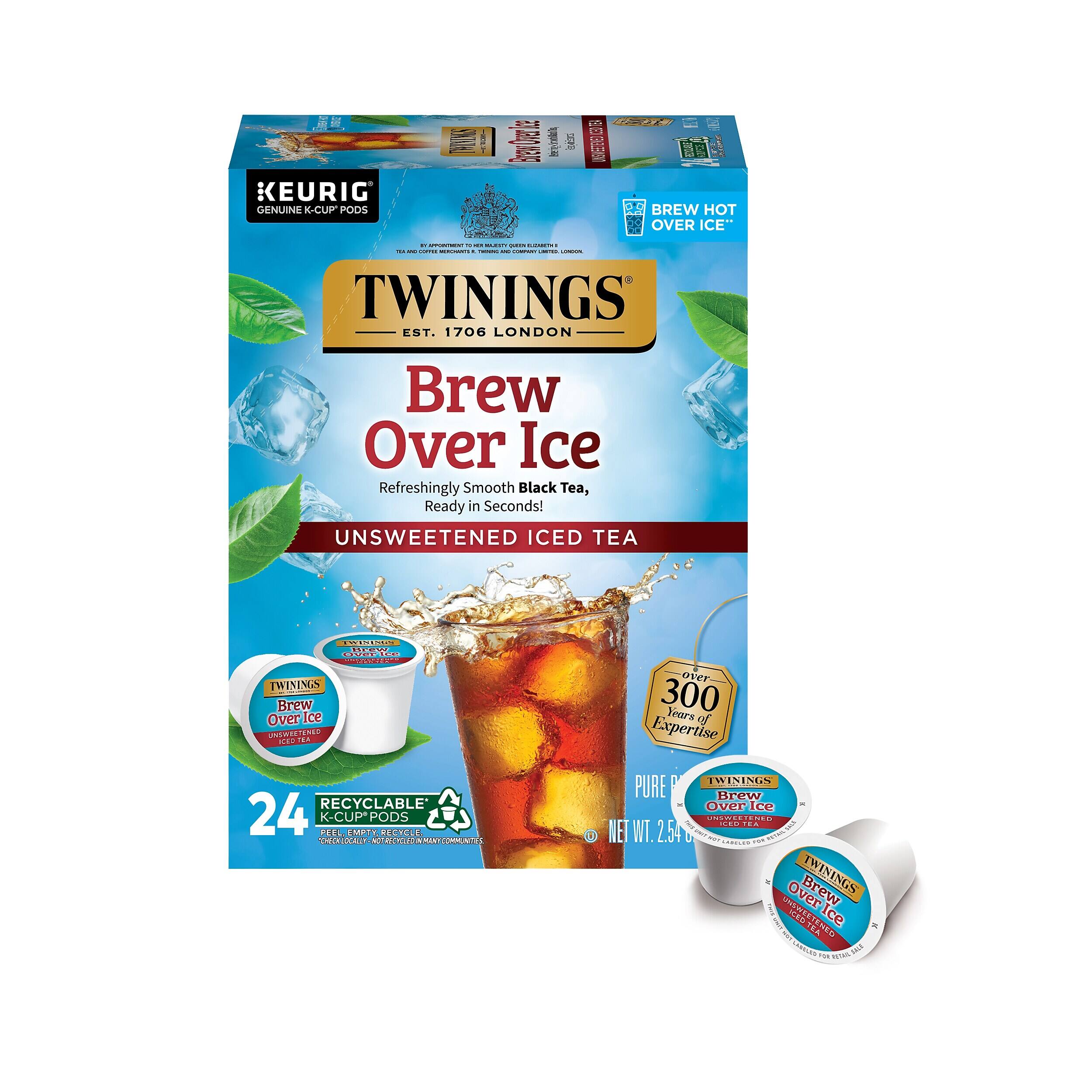 - - I Senrdkale 9 EBE I KEURIG GENUINE X-CUP PODS BREW HOT I OVER ICE" - - - - i | i : 1 I : . I I | I | TWININGS EST. 1706 LONDON Brew Over Ice Refreshingly Smooth Black Tea, Ready in Seconds! UNSWEETENED ICED TEA LE CUSTEA TWIN NEN Brew Over Ice AS3N K RA over 300 Years of Expertise RECYCLABLE 24 PIELE K-CUP MET PODS 1 RELTESR CIIDAL - RINI . AaT CONMUO  TWININGS PURE Brew over Ice - HO IT. NET WT. 2.54 2T - Over Brew TWININGS SCoAO SLeN Ice -oe