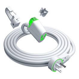 Maximm - 360° Rotating Flat Plug Extension Cord 10 ft, with LED Indicator and Removable Hook, 16 Gauge, UL Certified - White