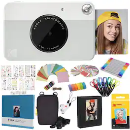Kodak - Printomatic Instant Print Camera, All-in-Bundle with Zink Paper, Photo Album & More - Green