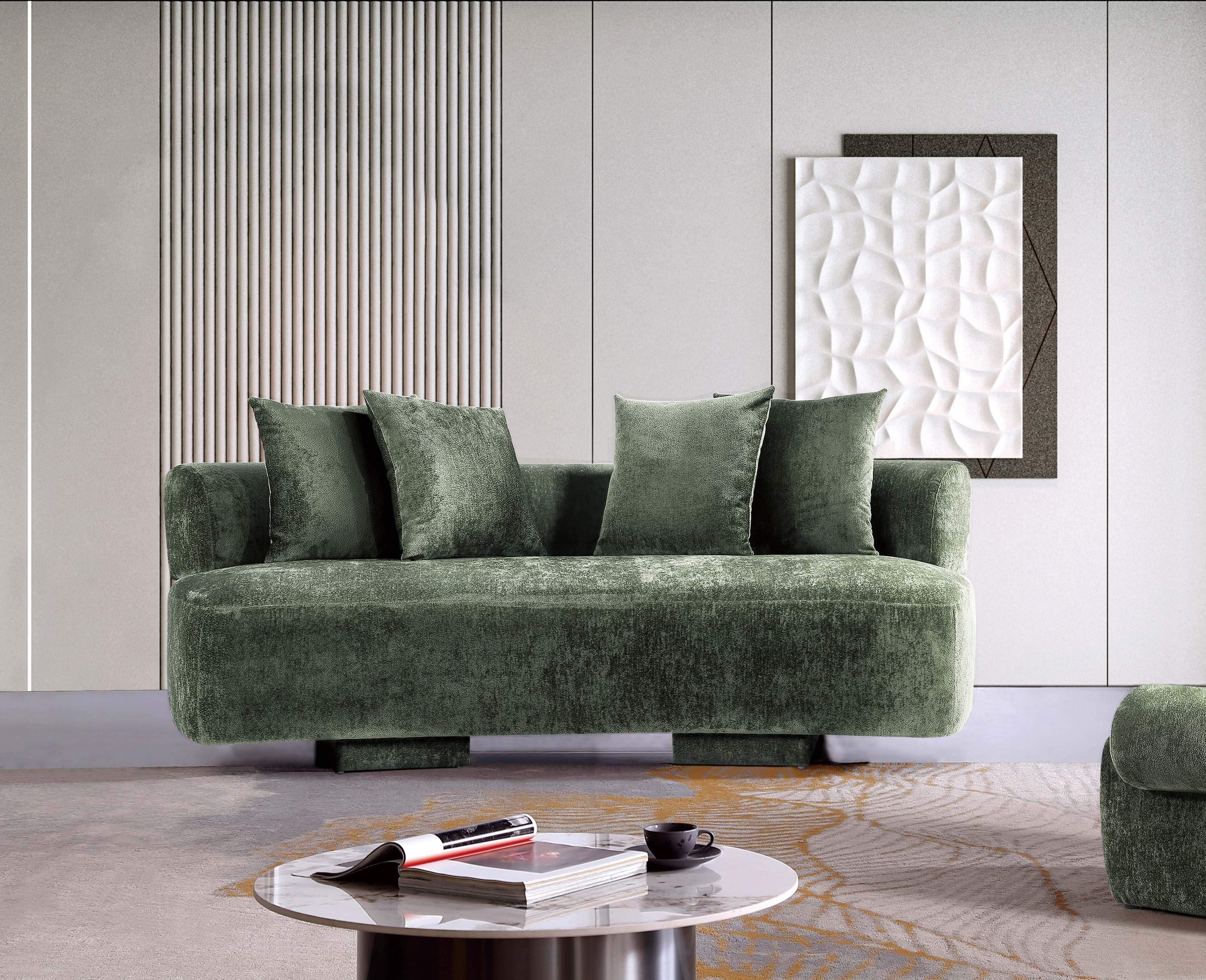 Angle. Manhattan Comfort - Verandah Mid-Century Modern 91" Chenille Sofa - Olive Green.