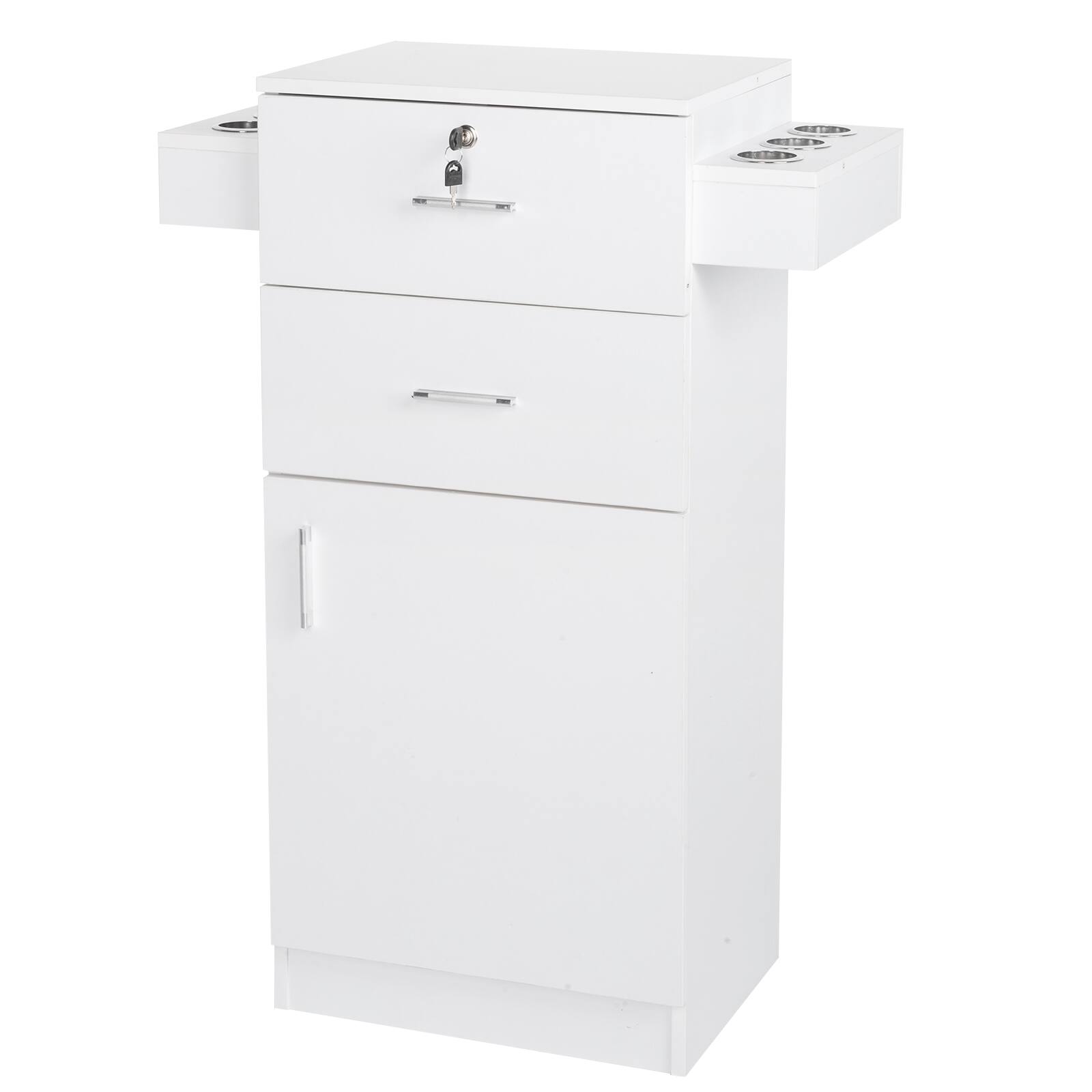 Alt View 5. Winado - Salon Station Barber Storage Cabinet with 2 drawers & Cabinet & 6 Hair Dryer Holders for Hair Styling Makeup Beauty Spa - White.