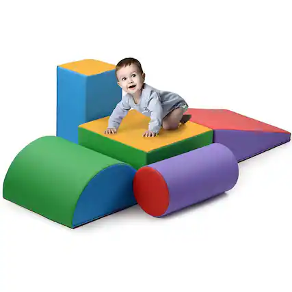 Front. Play22 - Climb And Crawl Activity Play Set - 5 Piece Soft Zone Climbing Blocks Lightweight Foam Shape Toy - Multicolor.