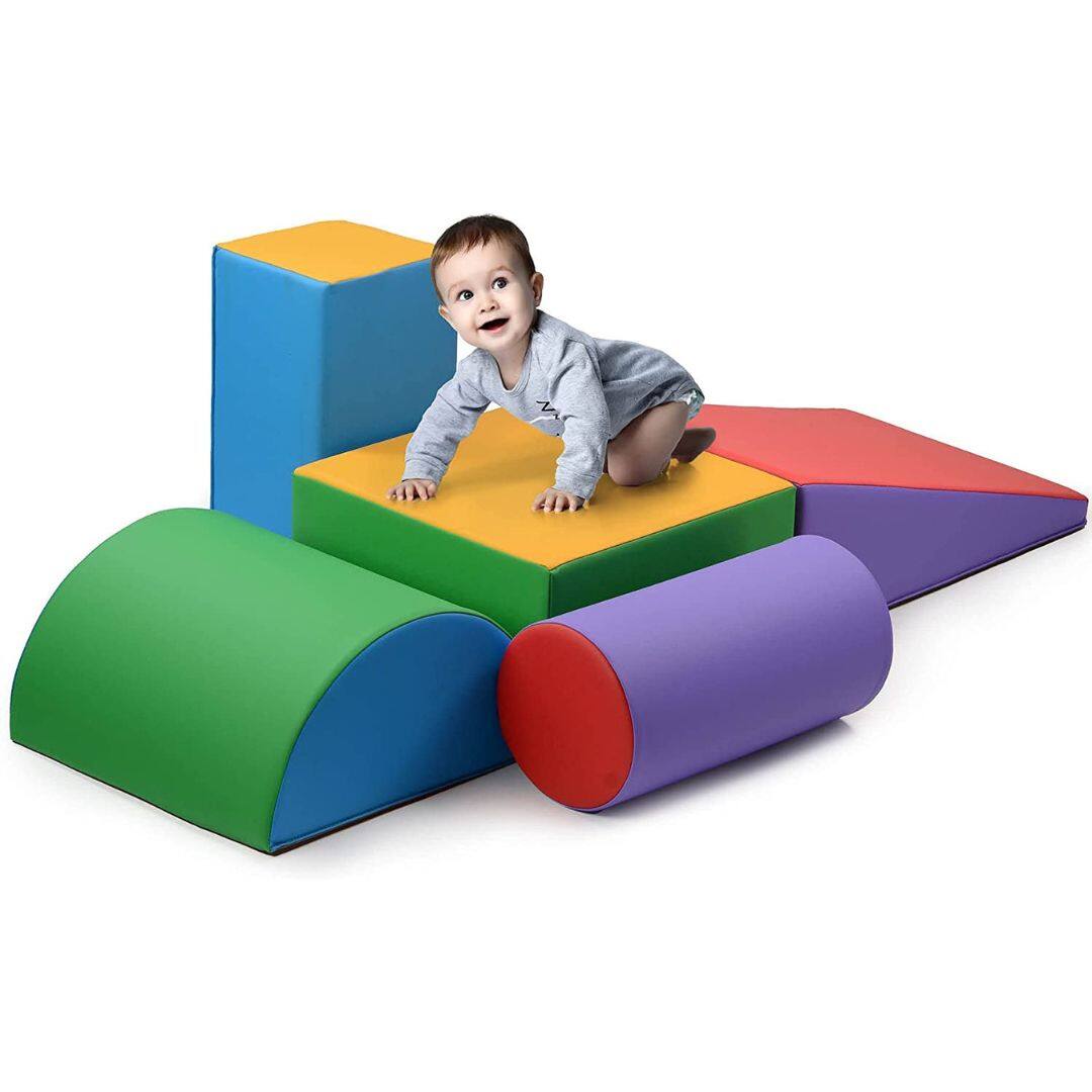 Front. Play22 - Climb And Crawl Activity Play Set - 5 Piece Soft Zone Climbing Blocks Lightweight Foam Shape Toy - Multicolor.