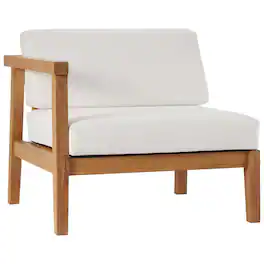 Modway - Bayport Outdoor Patio Teak Wood Left-Arm Chair - White