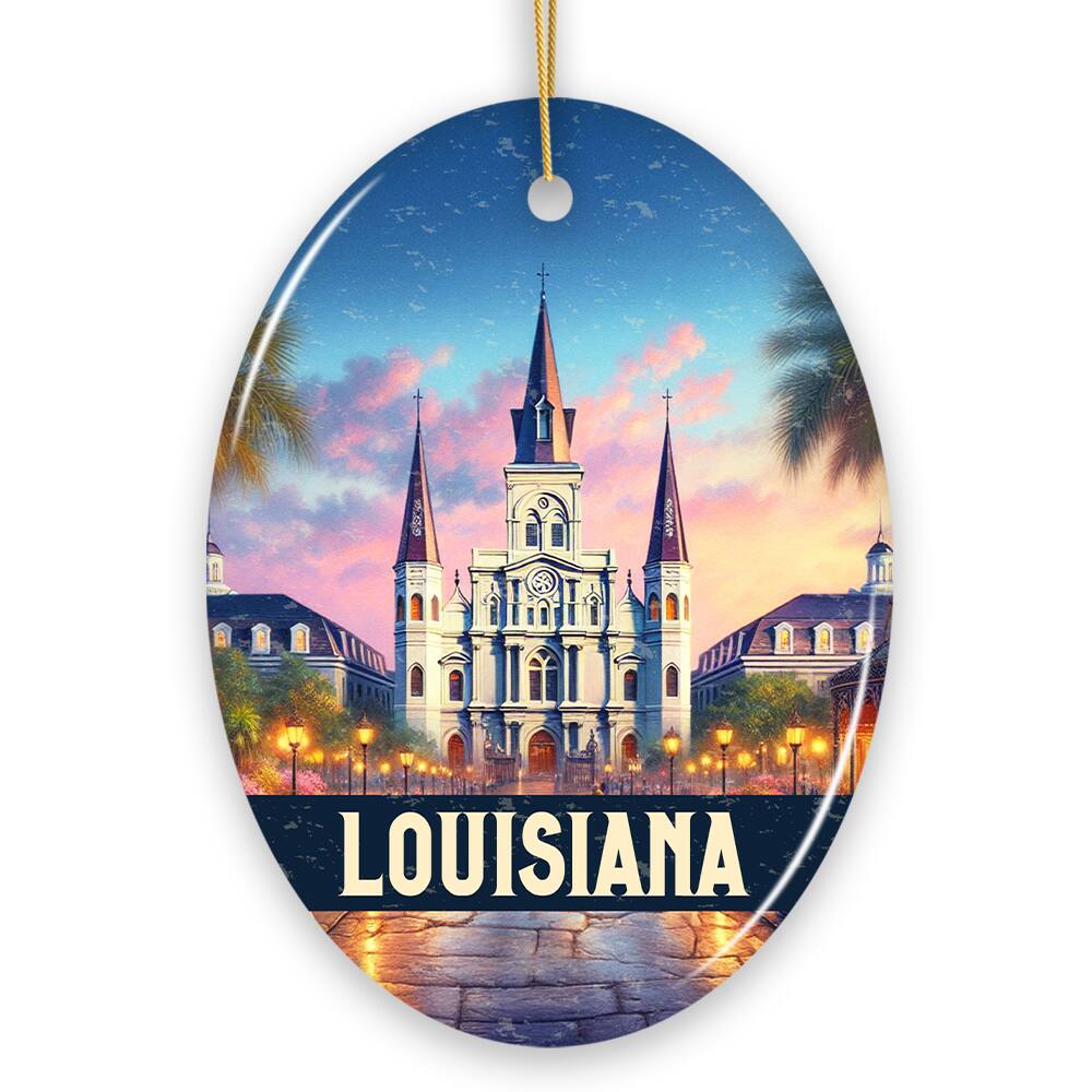 Front. OrnamentallyYou - Artistic Louisiana Cathedral Christmas Ornament, St. Louis Landmark Christmas Gift and Holiday Keep - Multi-colored.