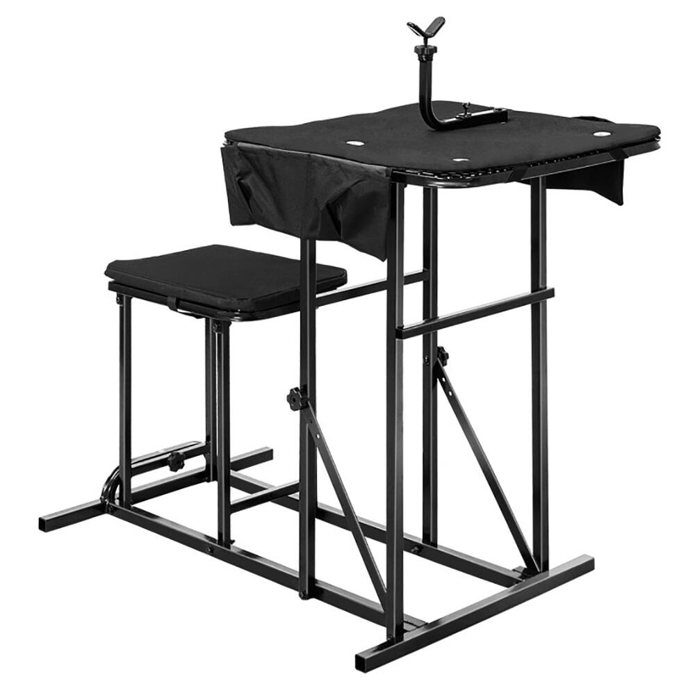 Alt View 6. Pefilos - Foldable Shooting Bench with Adjustable Height Table, Rotation and Weatherproof Synthetic Top and Seat - Black.