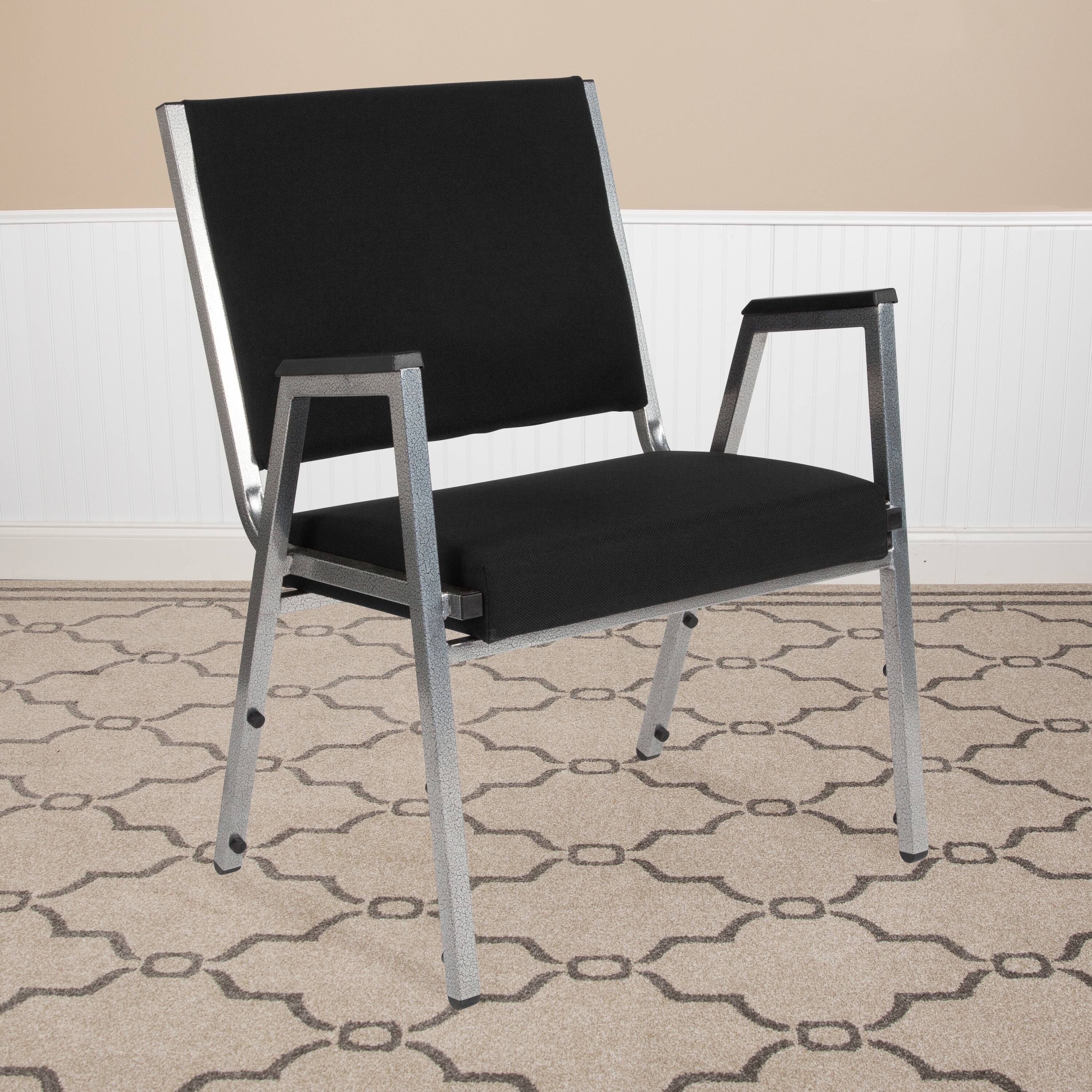 Alt View 2. Emma + Oliver - 4 Pack 1000 lb. Rated Antimicrobial Bariatric medical Reception Arm Chair - Black Fabric.