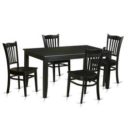 East West Furniture - 5 Pc Dining room set - Dinette Table and 4 Kitchen Dining Chairs - Black