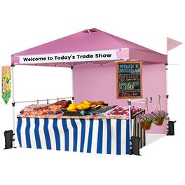 Costway - 10'x10'Commercial Pop-up Canopy Tent Sidewall Folding Market Patio - Pink