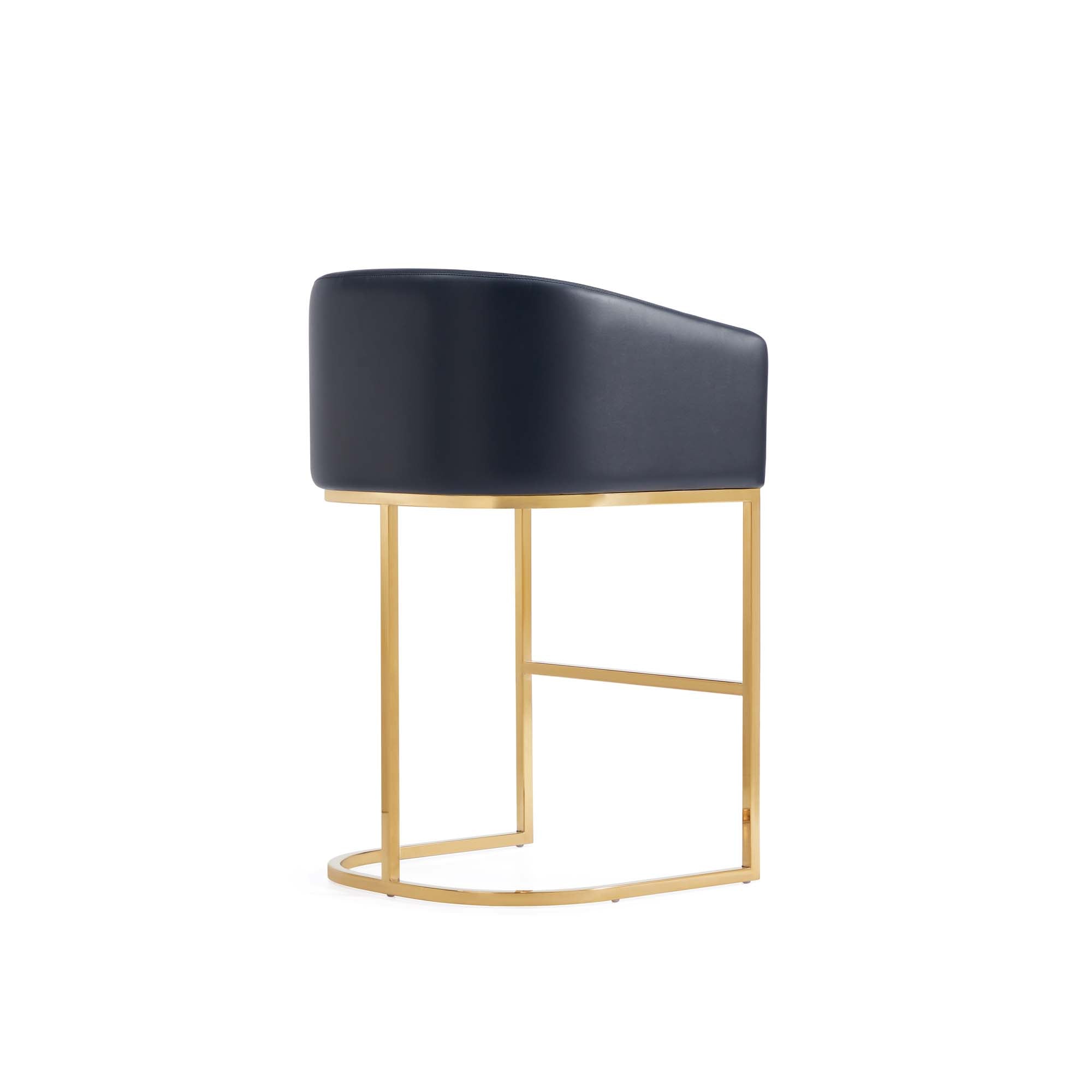 Alt View 3. Manhattan Comfort - Louvre Mid-Century Modern Metal Upholstered Counter Stool - Set of 2 - Black.