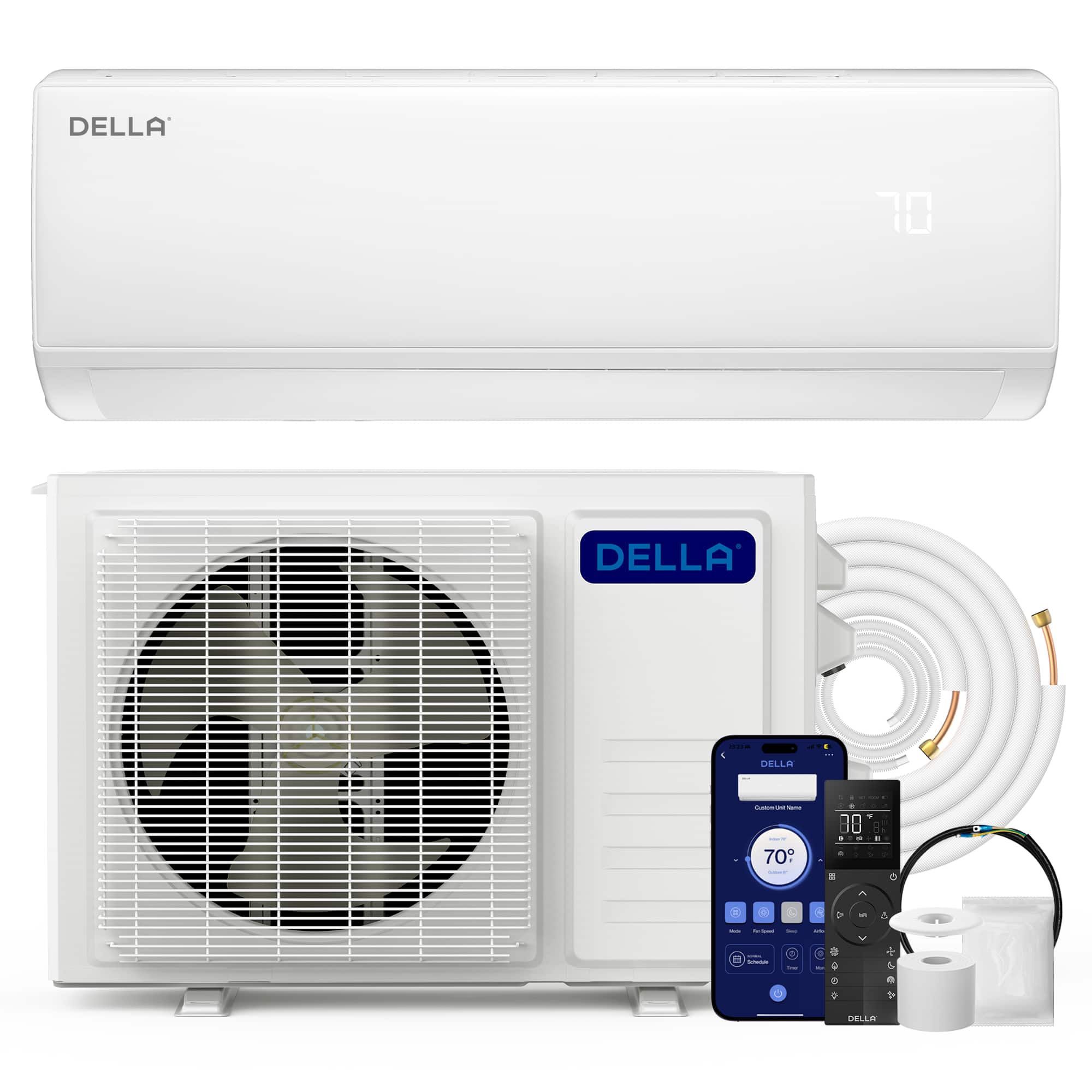 Della - Econo Series 35000 BTU Mini Split Air Conditioner 17 SEER2, 230V Cools up to 2500 Sq. Ft, 16.4ft Installation Kit - White price history on PriceWatchPro