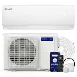 Della - Econo Series 35000 BTU Mini Split Air Conditioner 17 SEER2, 230V Cools up to 2500 Sq. Ft, 16.4ft Installation Kit - White