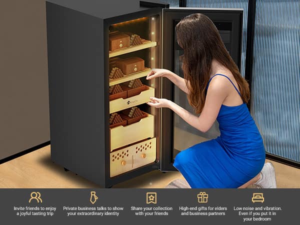 KingChii 60L Cigar Humidor with Temperature and Humidity Control