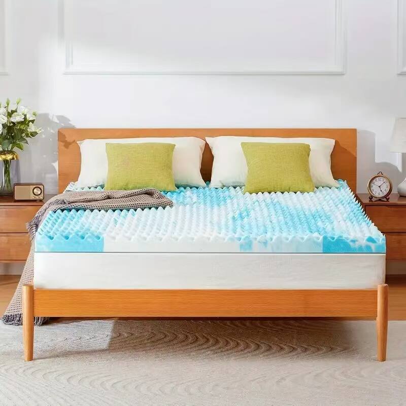 Front. Vipbear - Vipbear 2 in memory foam mattress features a ventilated design and 5-zone support, blue cooling foam mattress，Queen size - Blue.