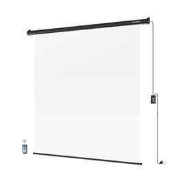 RAUBAY - 6.7′ x 7.2′ Motorized Pull Down White Screen Collapsible Wall-Mount Background