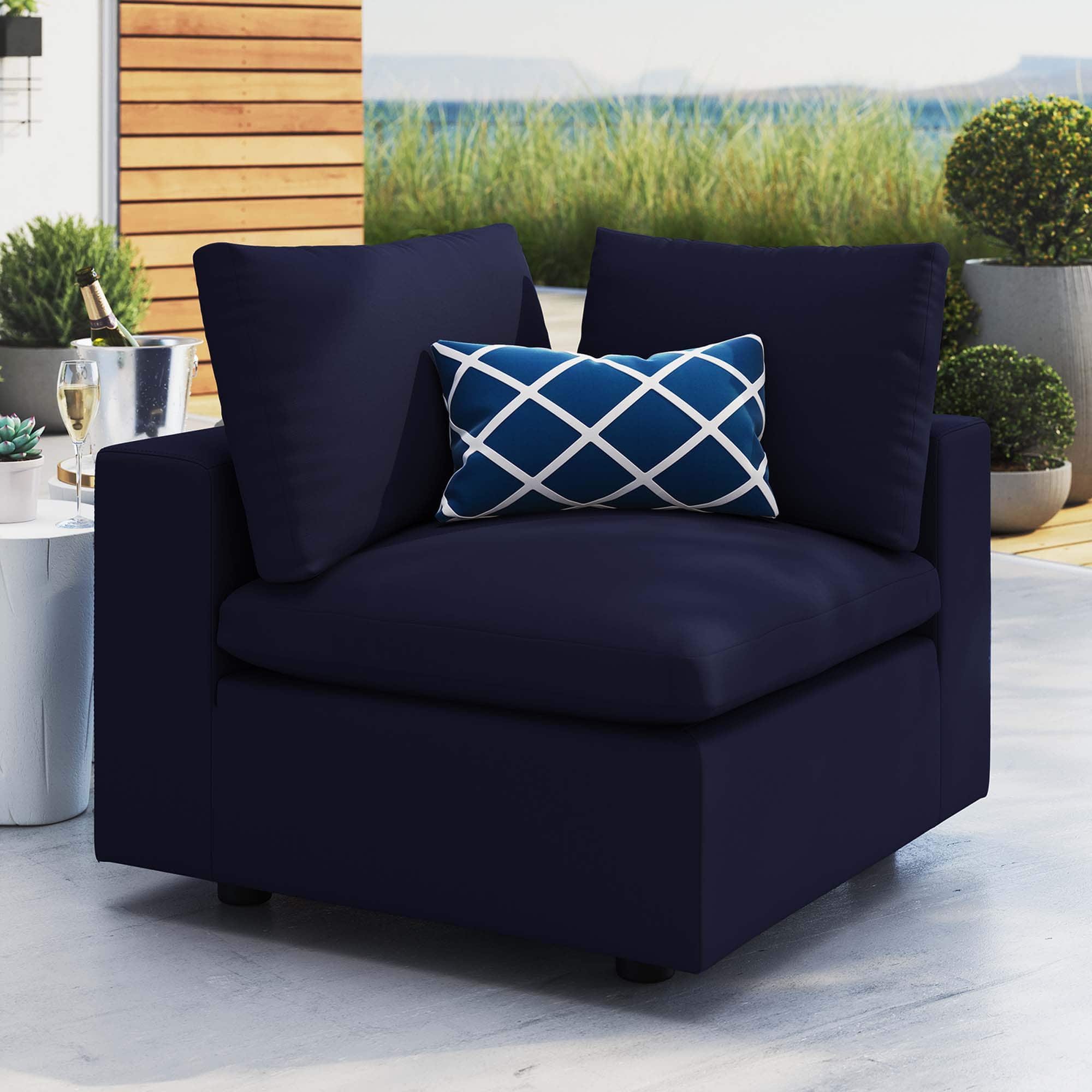 Commix Sunbrella® Outdoor Patio Corner Chair by Modway - Navy