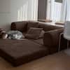 Front. KERDOM - 78 Inch W Sectional Modular Sofa, 3-4 Person Corduroy Sofa Bed Foldable, High Rebound Density Sponge Sofa, Block Couch - Coffee Brown.