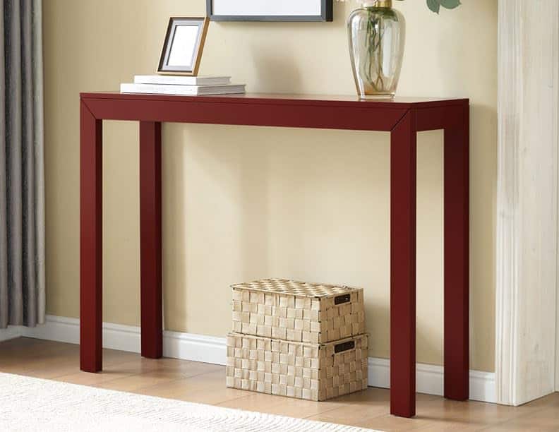 Kings Brand Furniture - Russel Long Console Table - Minimalist and Slim Entryway Table for Decorative Displays, Sofa Table - Red