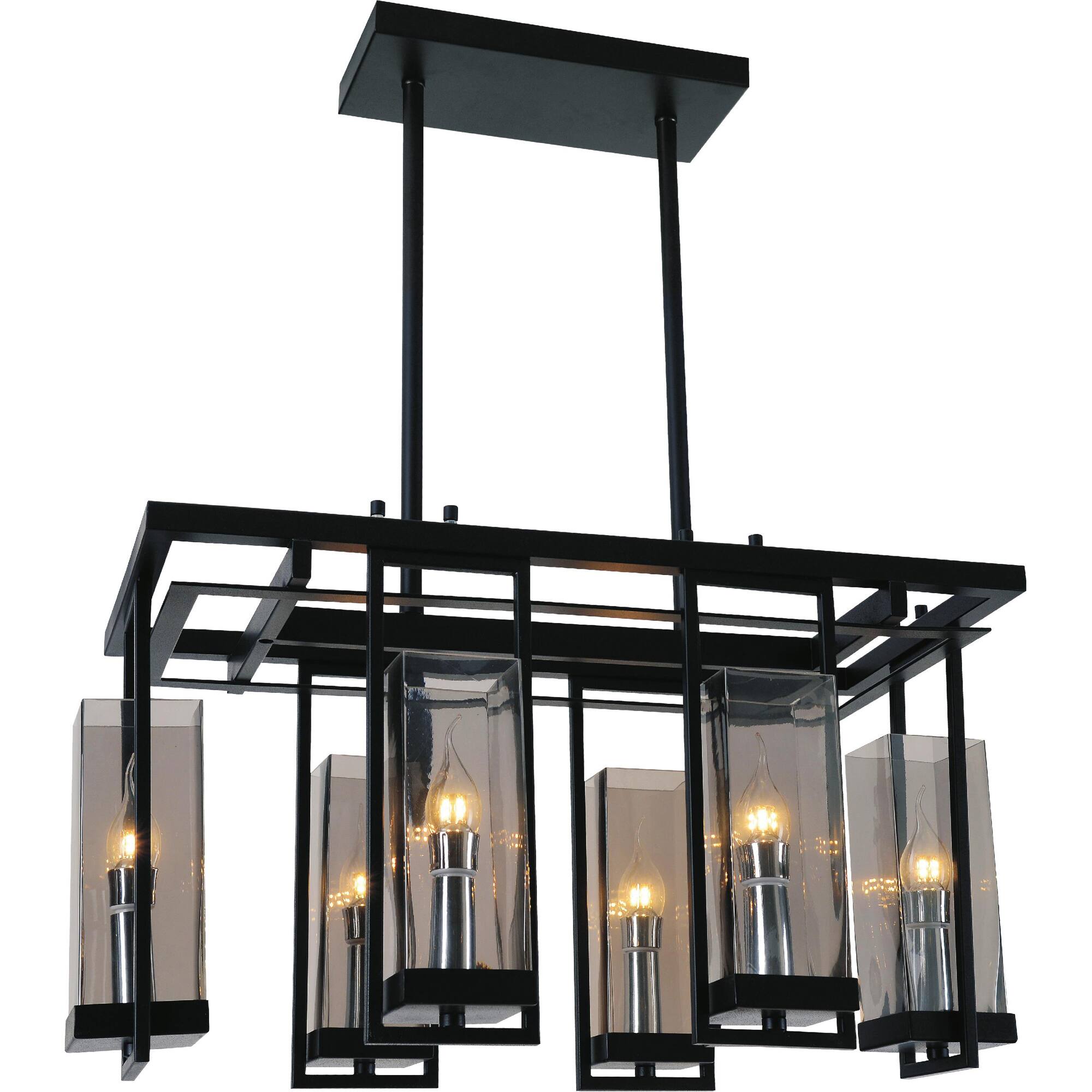 Front. CWI Lighting - Vanna 6 Light Up Chandelier With Black Finish - Black.
