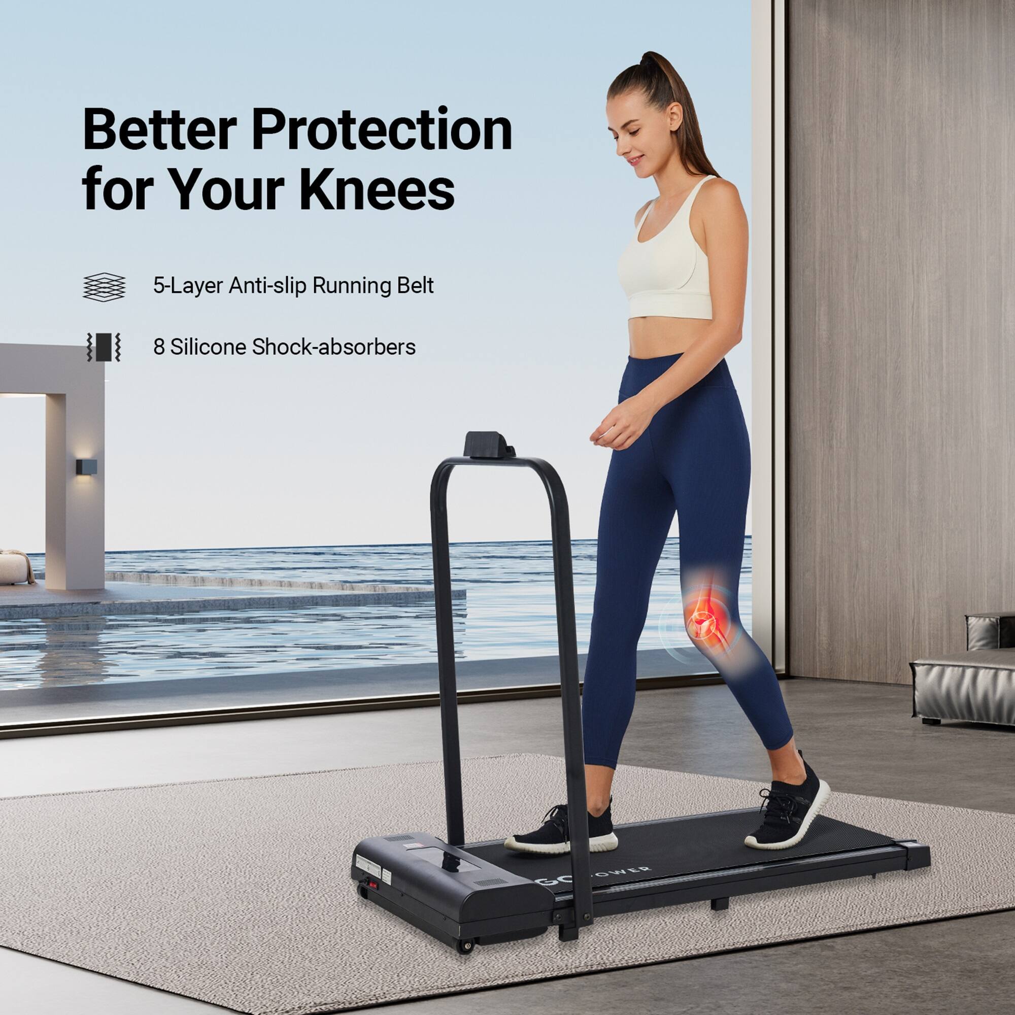 Better Protection for Your Knees
5-Layer Anti-slip Running Belt
8 Silicone Shock-absorbers