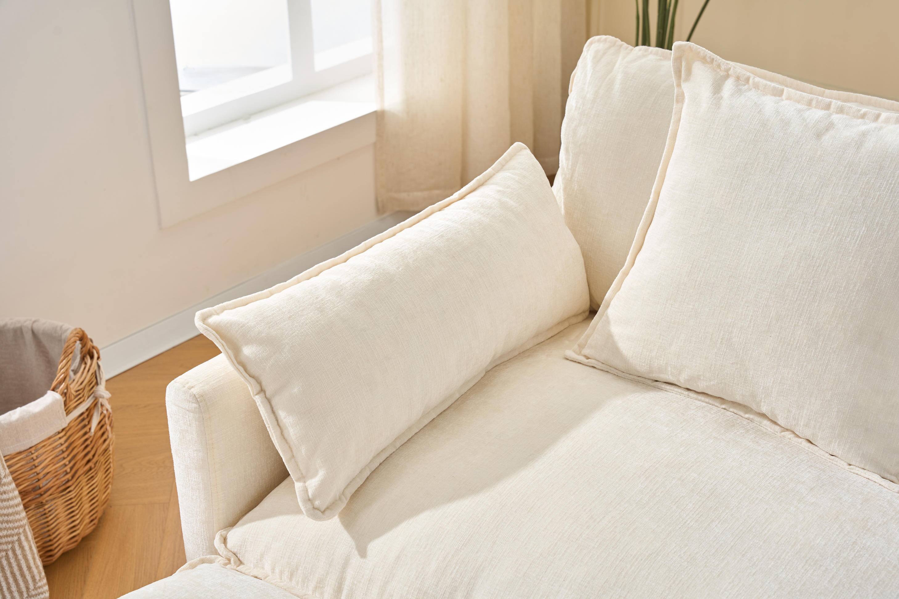 Alt View 5. Meqiodas - 39.4" Modern Accent Chair with Ottoman, Living Room Club Chair Chenille Upholstered Armchair , Reading Chair for Bedroom - Beige.