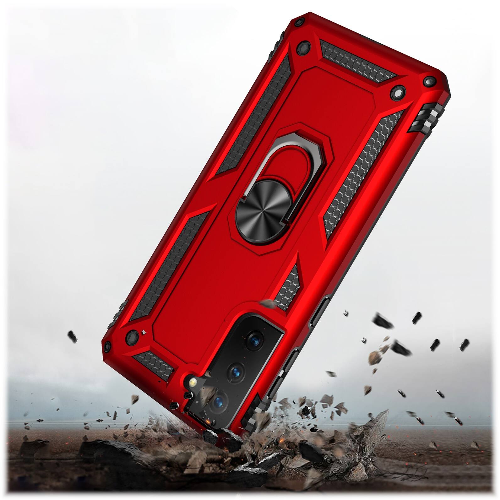 Alt View 12. SaharaCase - Military Kickstand Series Case for Samsung Galaxy S21 FE 5G - Red.