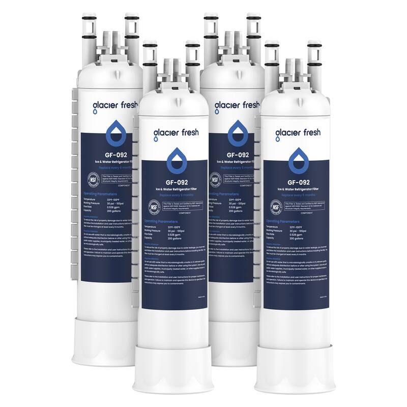 glacier fresh  
GF-092  
Ice & Water Refrigerator Filter  
Replace every 6 months  

NSF  
Certified  
Operating Parameters  
Temperature: 32°F - 100°F  
Inlet Pressure: 20 - 100 psi  
Capacity: 200 gallons  

glacier fresh  
GF-092  
Ice & Water Refrigerator Filter  
Replace every 6 months  

NSF  
Certified  
Operating Parameters  
Temperature: 32°F - 100°F  
Inlet Pressure: 20 - 100 psi  
Capacity: 200 gallons  

glacier fresh  
GF-092  
Ice & Water Refrigerator Filter  
Replace every 6 months  

NSF  
Certified  
Operating Parameters  
Temperature: 32°F - 100°F  
Inlet Pressure: 20 - 100 psi  
Capacity: 200 gallons  

glacier fresh  
GF-092  
Ice & Water Refrigerator Filter  
Replace every 6 months  

NSF  
Certified  
Operating Parameters  
Temperature: 32°F - 100°F  
Inlet Pressure: 20 - 1