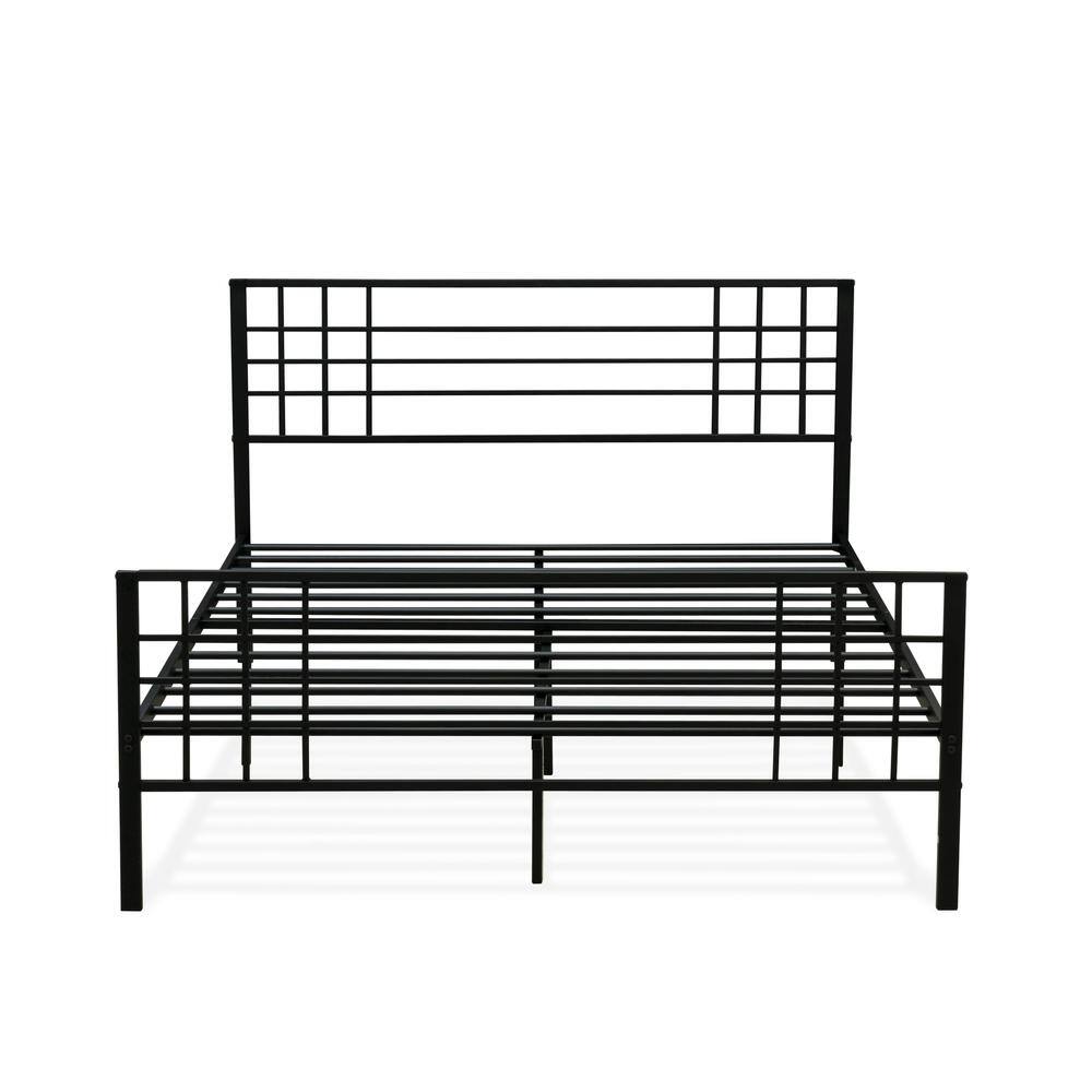 Angle. East West Furniture - Tyler Bed Frame with 9 Metal Legs - High-class Bed in Powder Coating Black Color - Black.