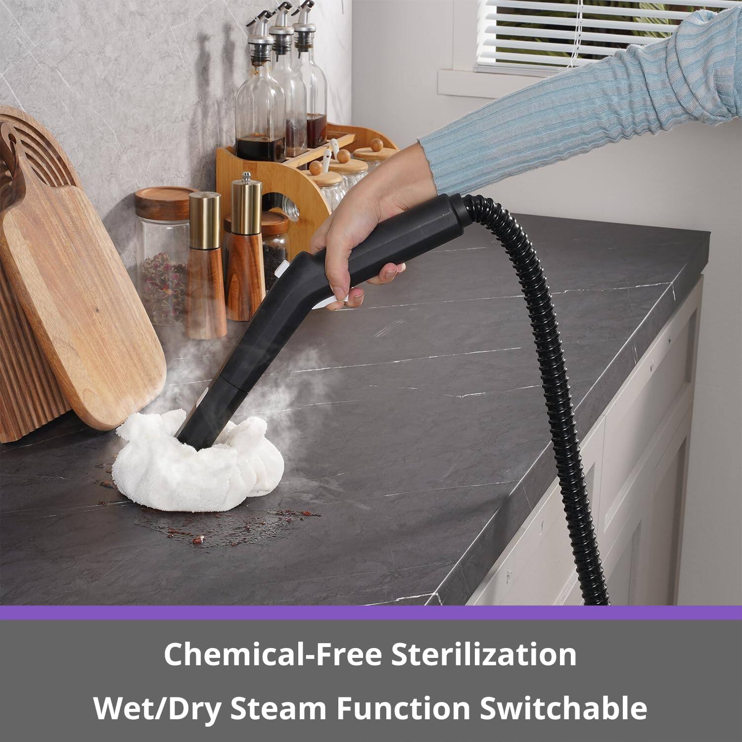 Chemical-Free Sterilization  
Wet/Dry Steam Function Switchable