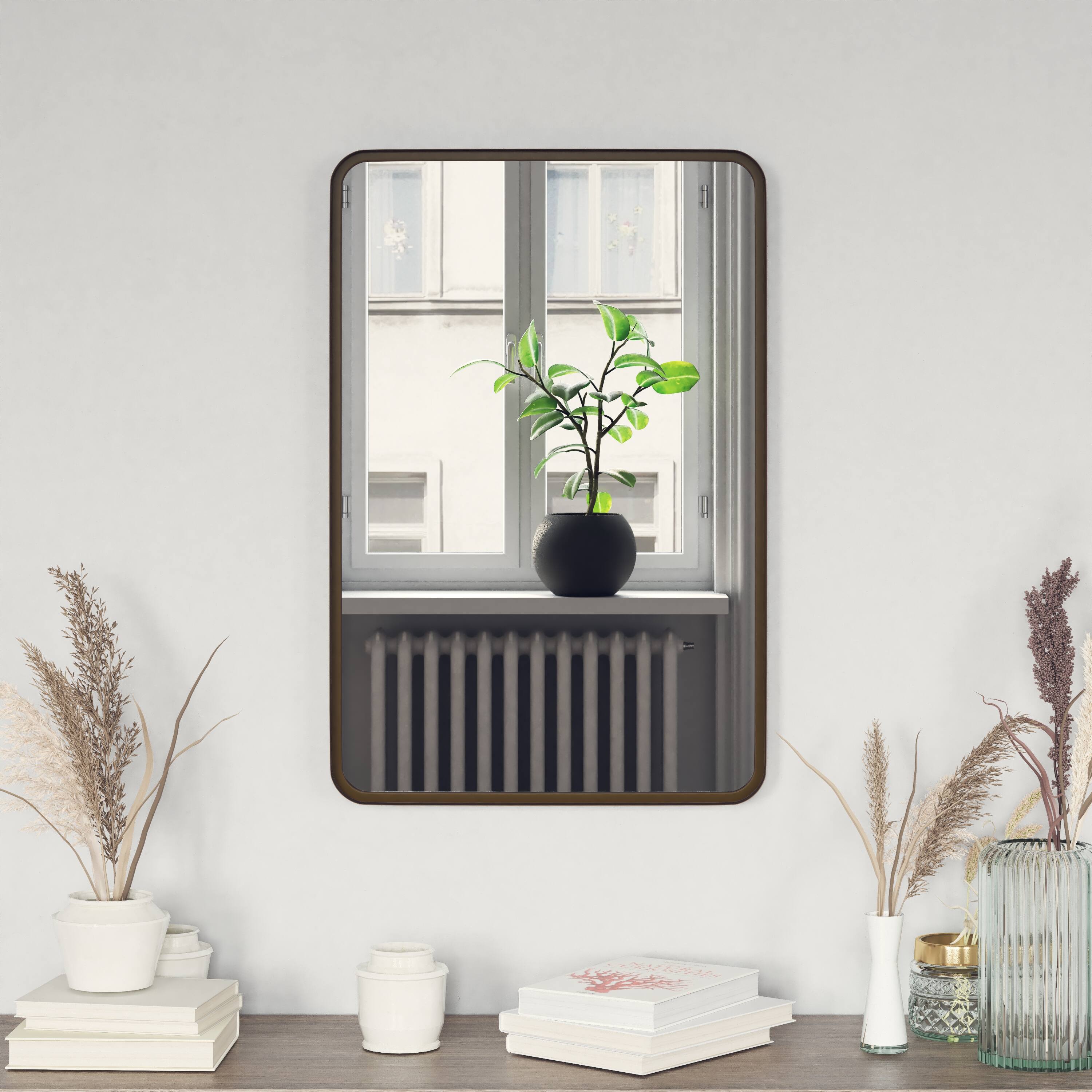 Alt View 4. Emma + Oliver - Afsin Wall Mirror with Silver Backed Glass for Clarity for Entryways, Bathrooms & More - Brushed Bronze.
