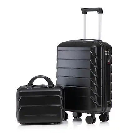 Front. Z-Edge - Carry-on Luggage Set 2 Piece ABS Hardside Suitcase with Spinner Wheels, Combination Lock - Airline-Approved (14" & 20") - Black.