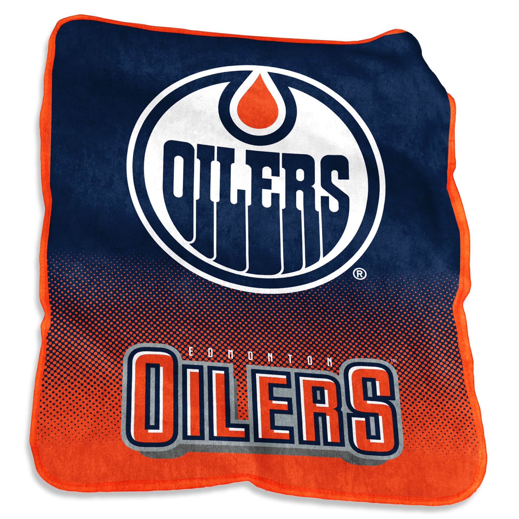 Logo Brands - Edmonton Oilers 50'' x 60'' Plush Raschel Logo Throw Blanket - Multicolor
