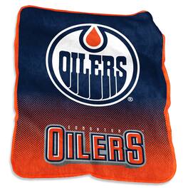 Logo Brands - Edmonton Oilers 50'' x 60'' Plush Raschel Logo Throw Blanket - Multicolor