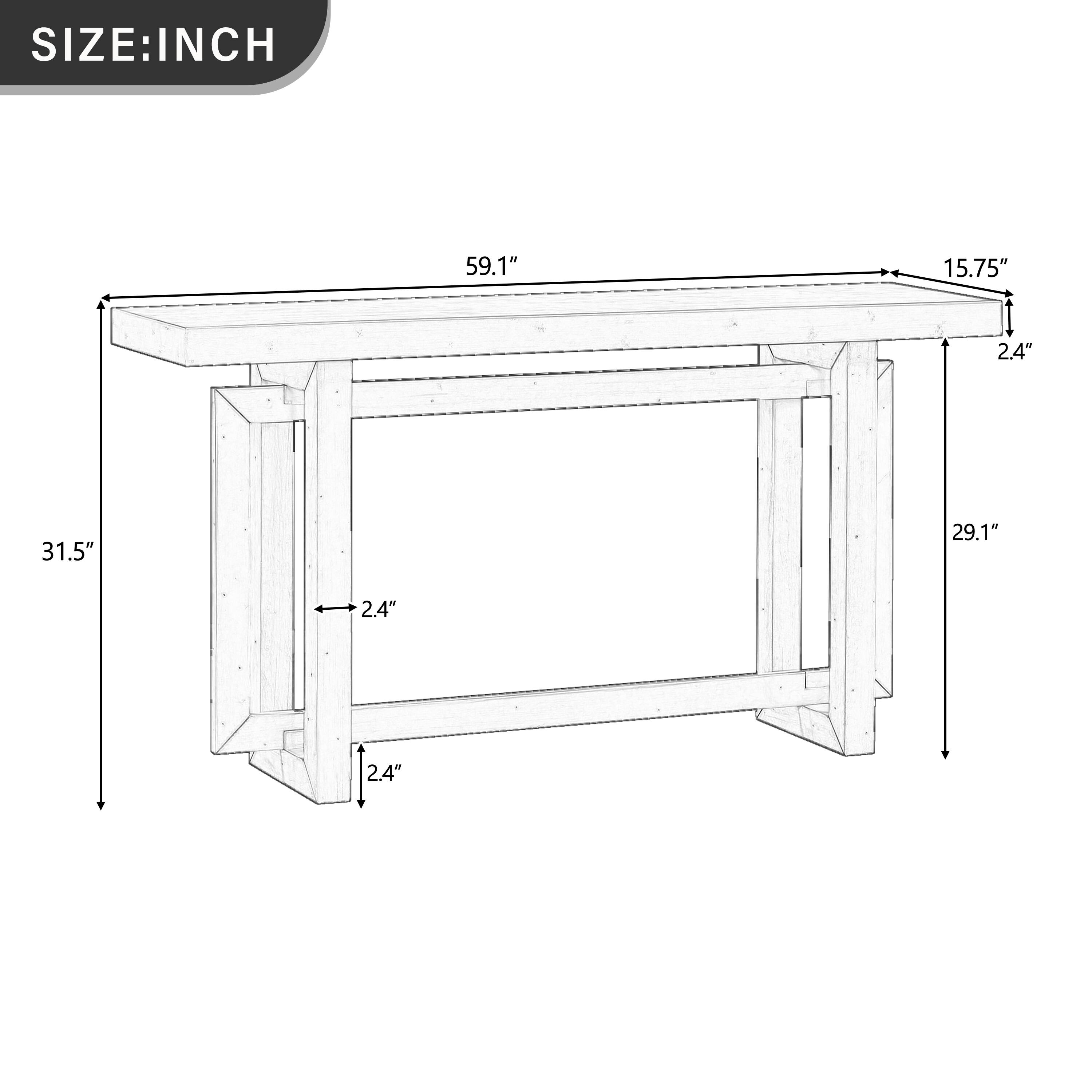 SIZE: INCH  
59.1" 15.75" 2.4" 31.5" 29.1" 2.4" 2.4"