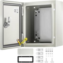VEVOR - NEMA Metal Case, 10 x 8 x 6 in, NEMA 4X Metal Electric Enclosure, IP66 Water & Dust Resistant, Suitable for Both Outdoor - Gray White
