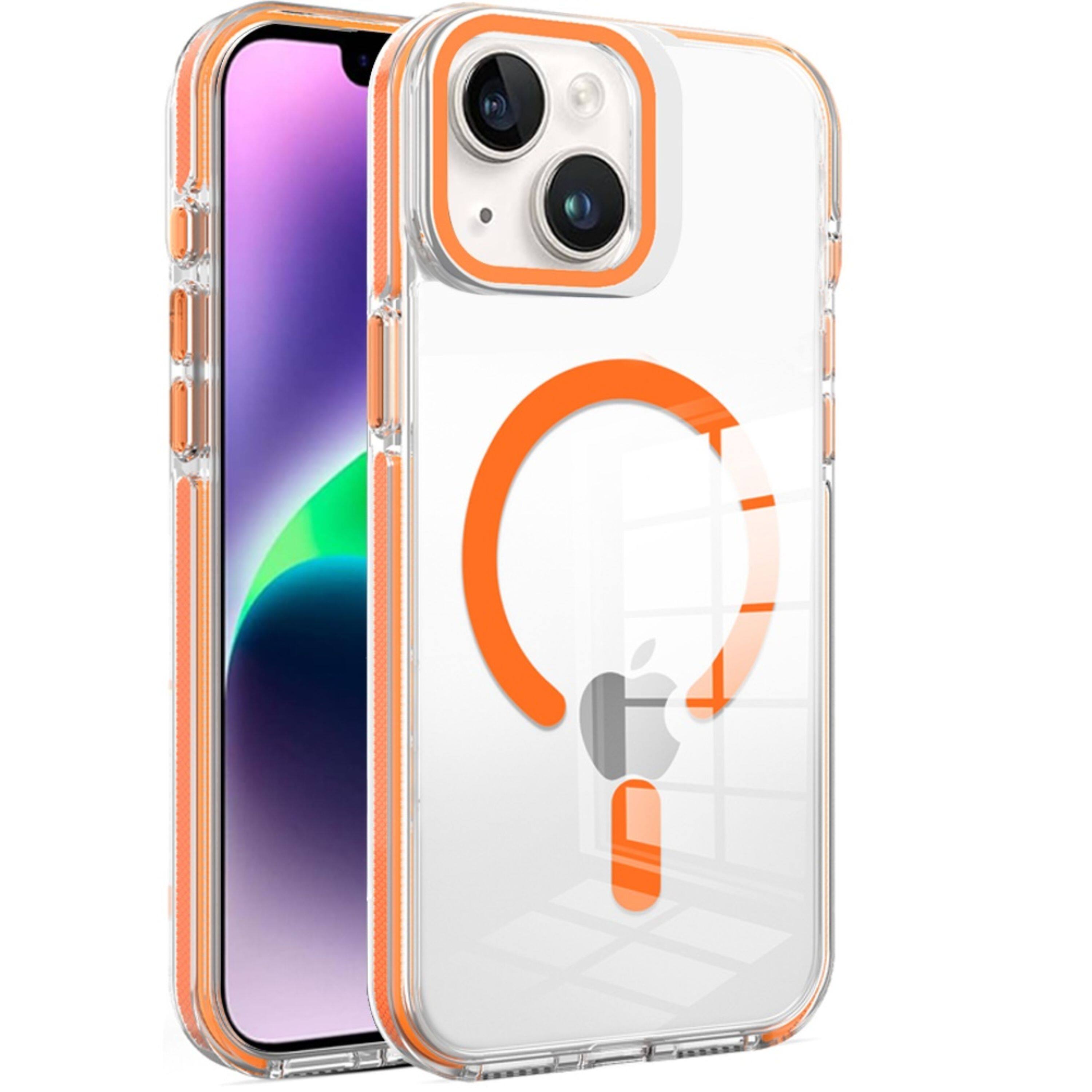 Angle. Kitcheniva - Camera Stand Magnetic Charging Case With Tempered Glass For iPhone 13/14 Cosmic Orange - Cosmic Orange.