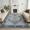 Front. RYHNUYNE - 8x10 Area Rugs Living Room Rug, Washable Vintage Medallion Rug, Soft Carpet for Dining Room Bedroom Home Office(Blue) - Blue.