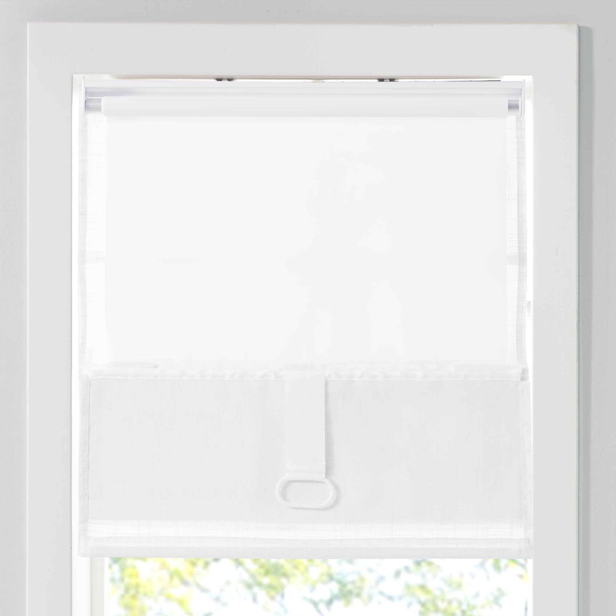 Alt View 2. BreeBe - 1-Piece 34x64' Linen Blend Light Filtering Cordless Roman Shade,White - White.