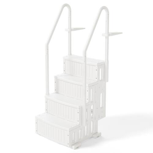 Alt View 1. Winado - 4Step Pool Ladder Heavy-Duty Safety Step for Above Ground Swimming Pool Stair Entry System with Handrails Outdoor Indoor - White.