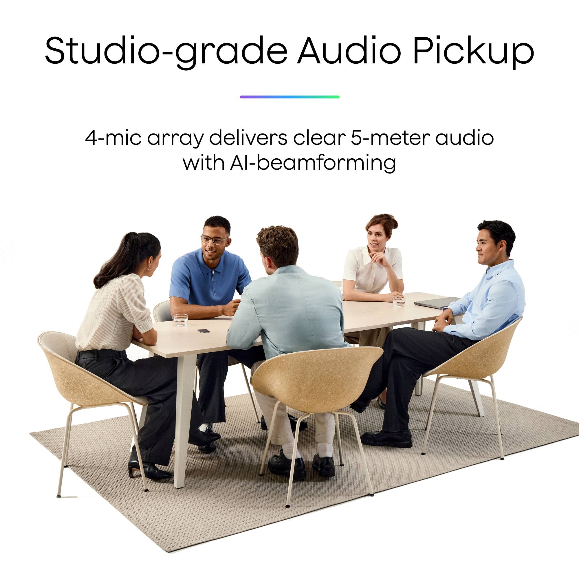 Studio-grade Audio Pickup

4-mic array delivers clear 5-meter audio with AI-beamforming