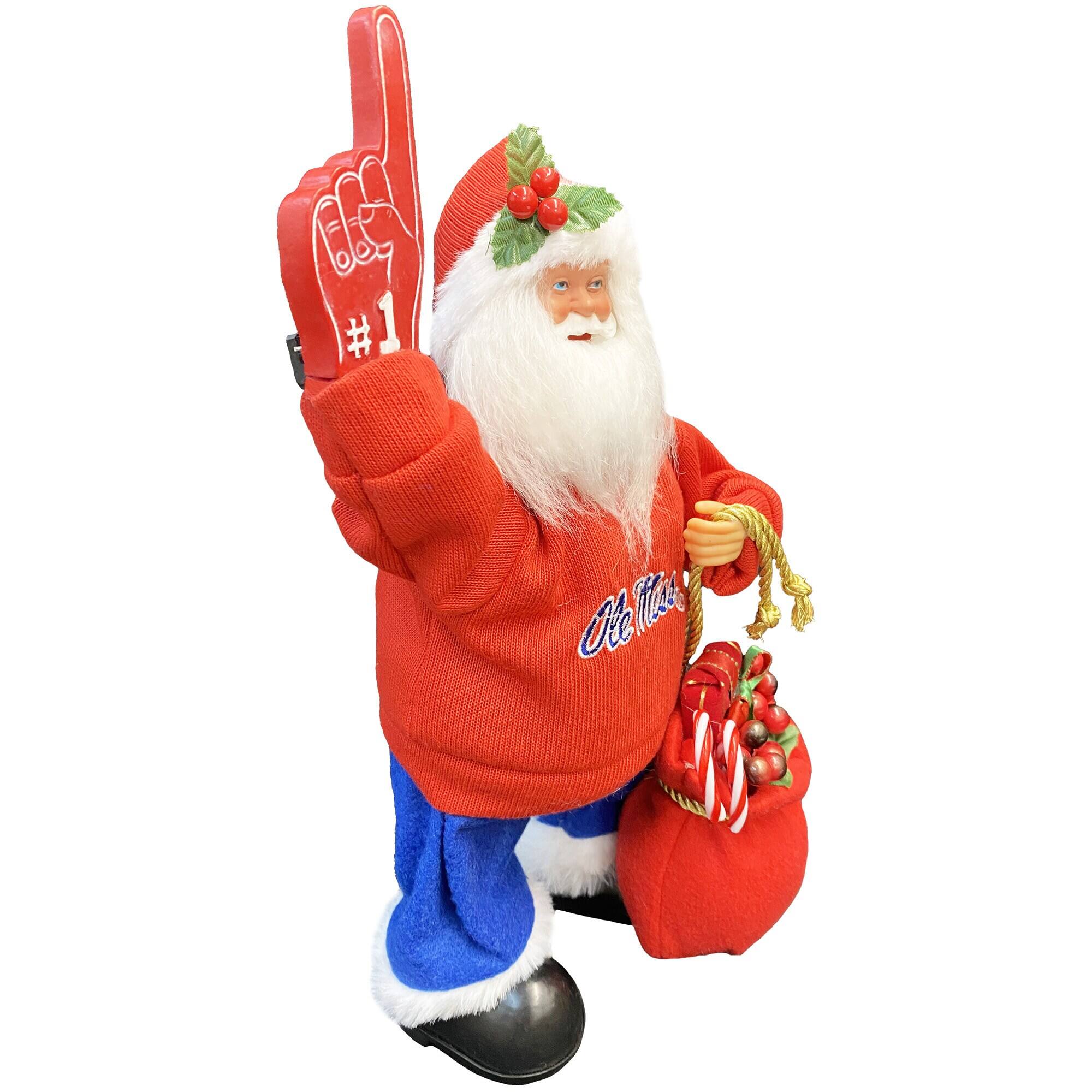 Alt View 3. Santa's Workshop - Ole Miss Rebels 12" Animated Musical Santa - Blue.