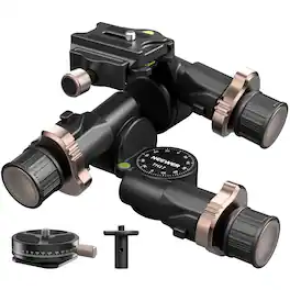 Neewer - 3-Axis Geared Tripod Head, Micro Adjust, Arca QR, Bubble Level, 13.2lb Load, TH17