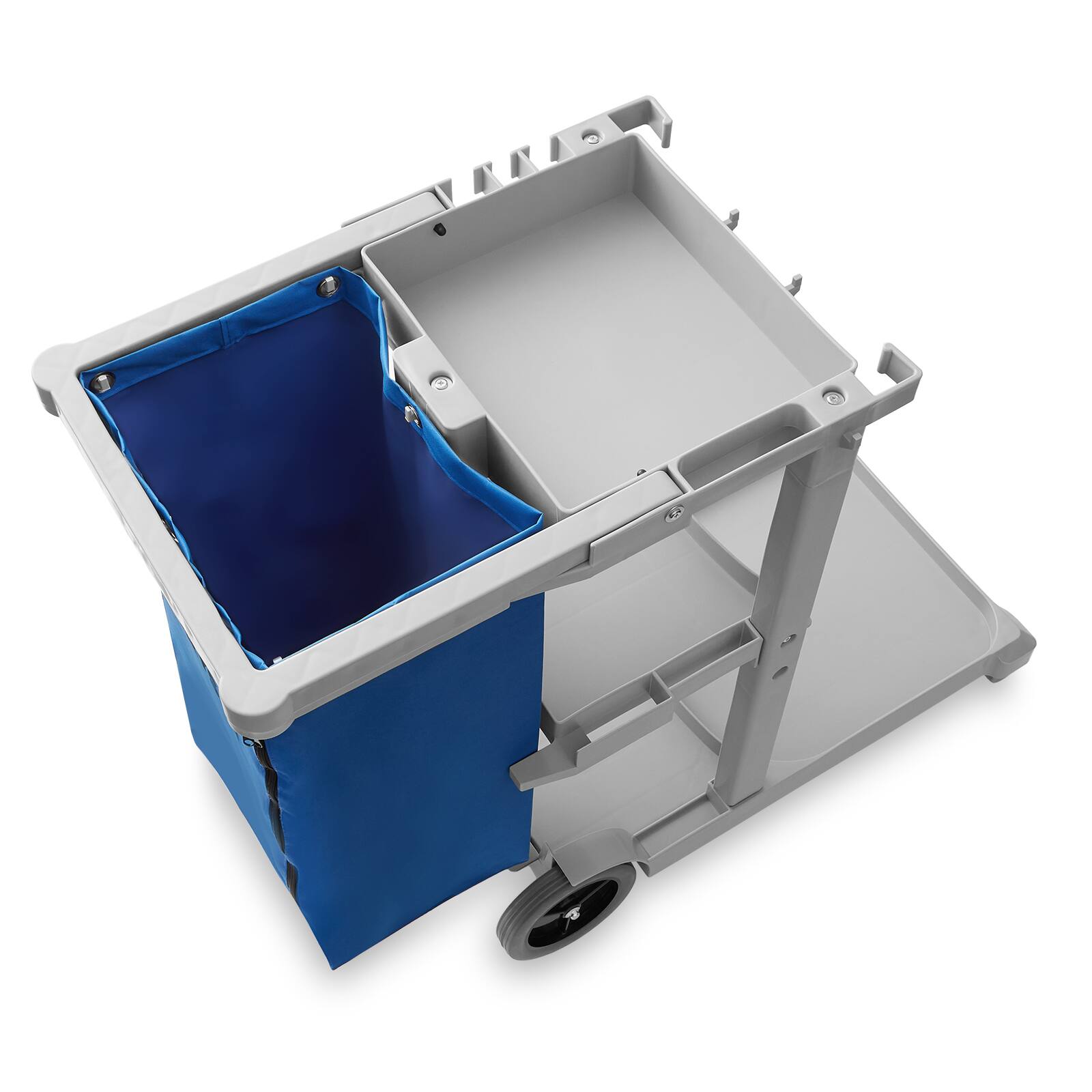 Alt View 3. Dryser - Commercial Janitorial Cleaning Cart with Shelves and Vinyl Bag- Dryser - Gray.