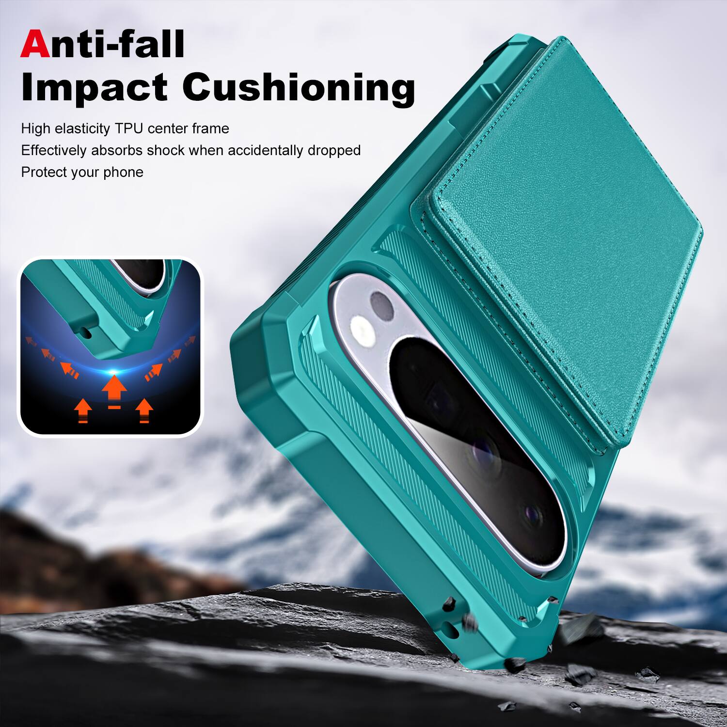 Anti-fall Impact Cushioning

High elasticity TPU center frame  
Effectively absorbs shock when accidentally dropped  
Protect your phone