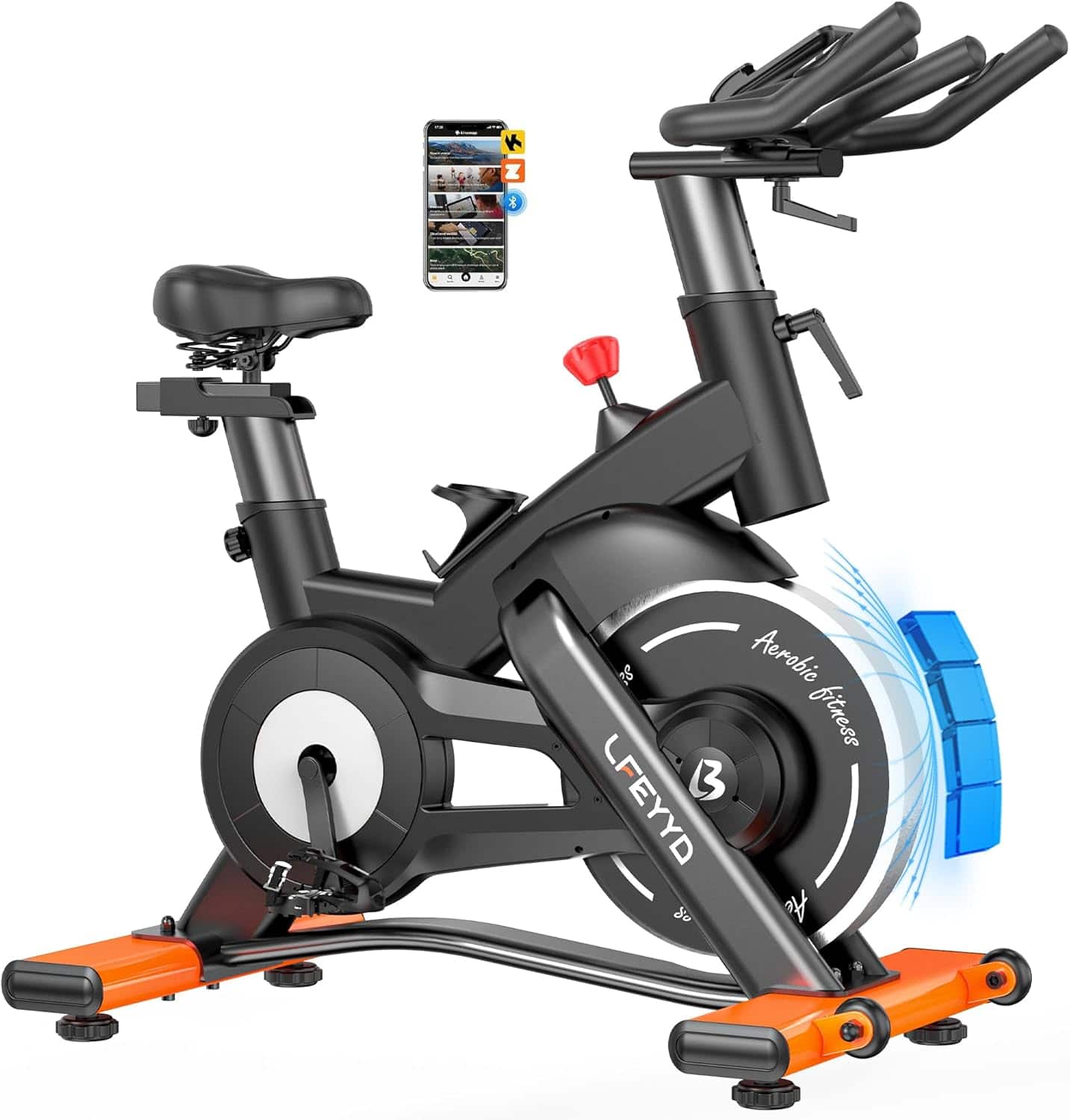 Pooboo - Indoor Commercial Exercise Bike Fitness Bike Stationary Bike Cardio Workout Bike - Orange